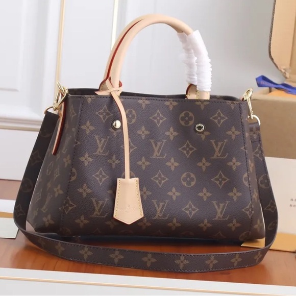 LOUIS VUITTON Montaigne BB Monogram Handbag PVC Leather Brown 2WAY BAG Purse EUC - Picture 1 of 6